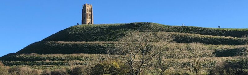 Glastobury Tor and terraces, from NW (2021)
