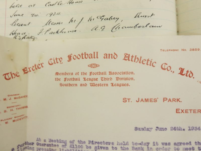 Documents from the Exeter City Football Club collection