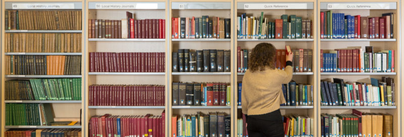 Person looking at shelve of book