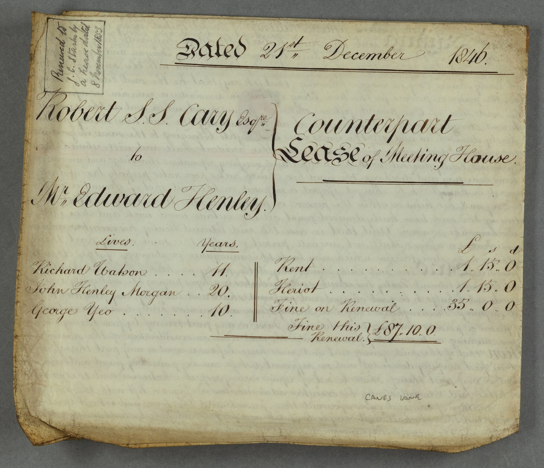 One historic document with text writing