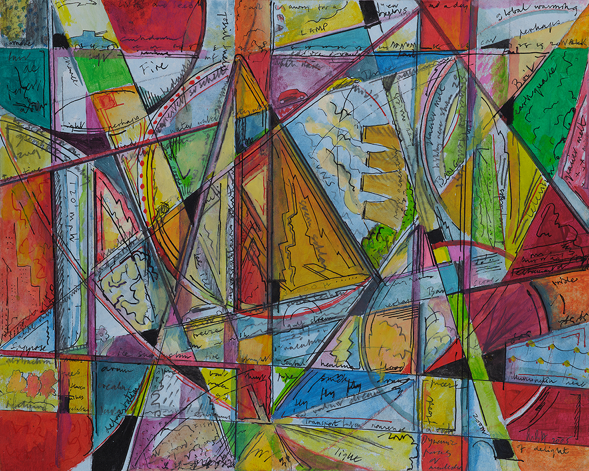 This watercolour returns to some of the imagery of Hollweg’s earlier work.