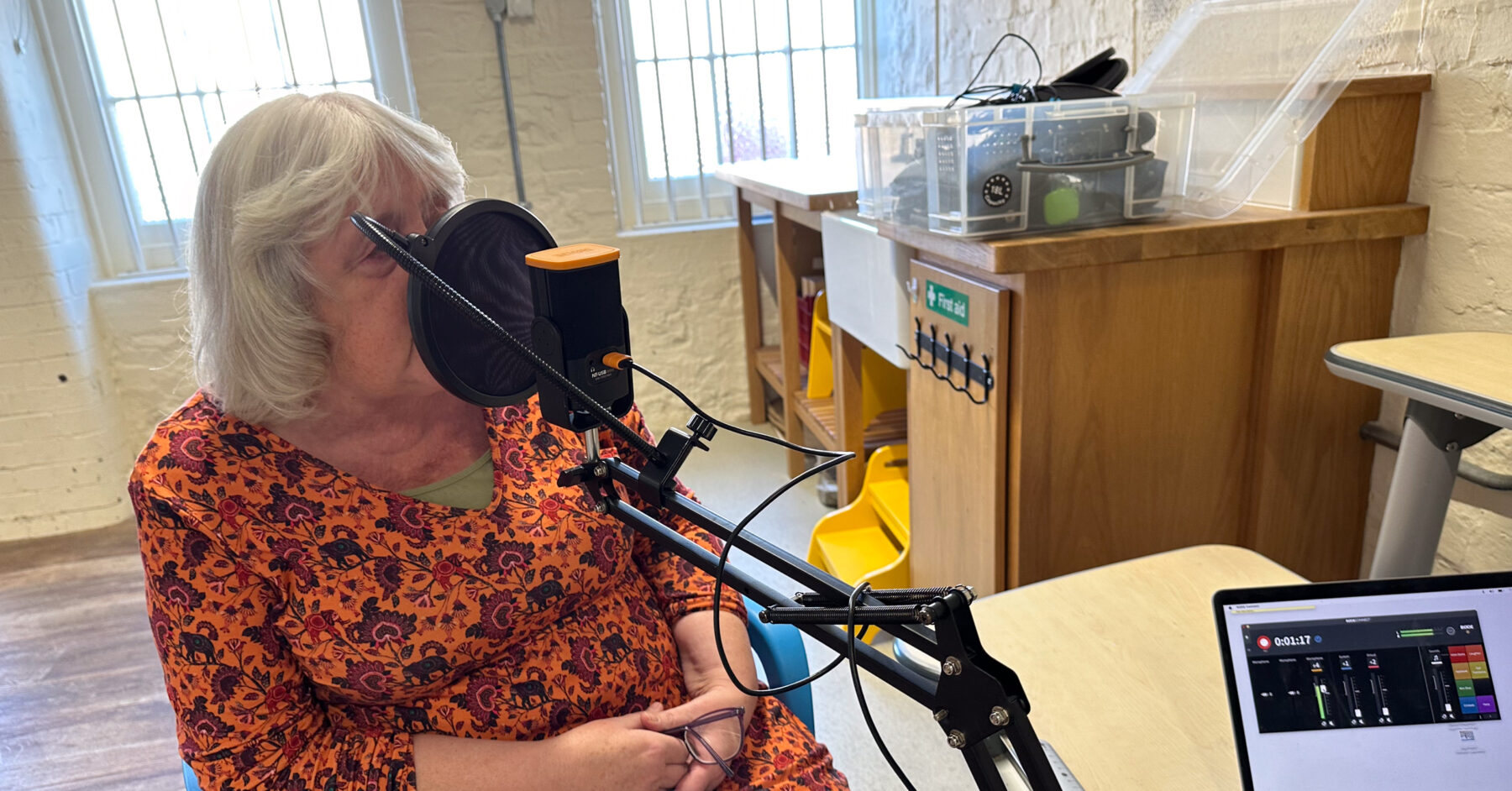 Participant recording a story.