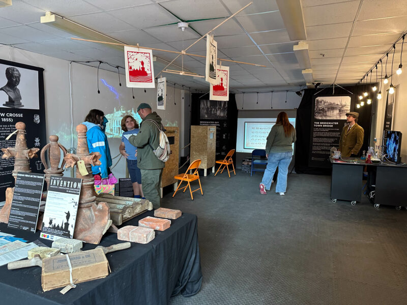 People gathered inside the pop-up museum.
