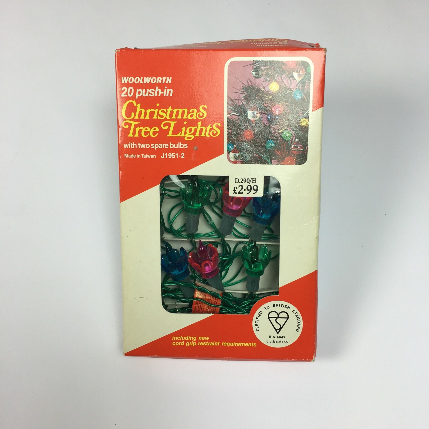 A box of vintage Christmas Tree lights from Woolworth.