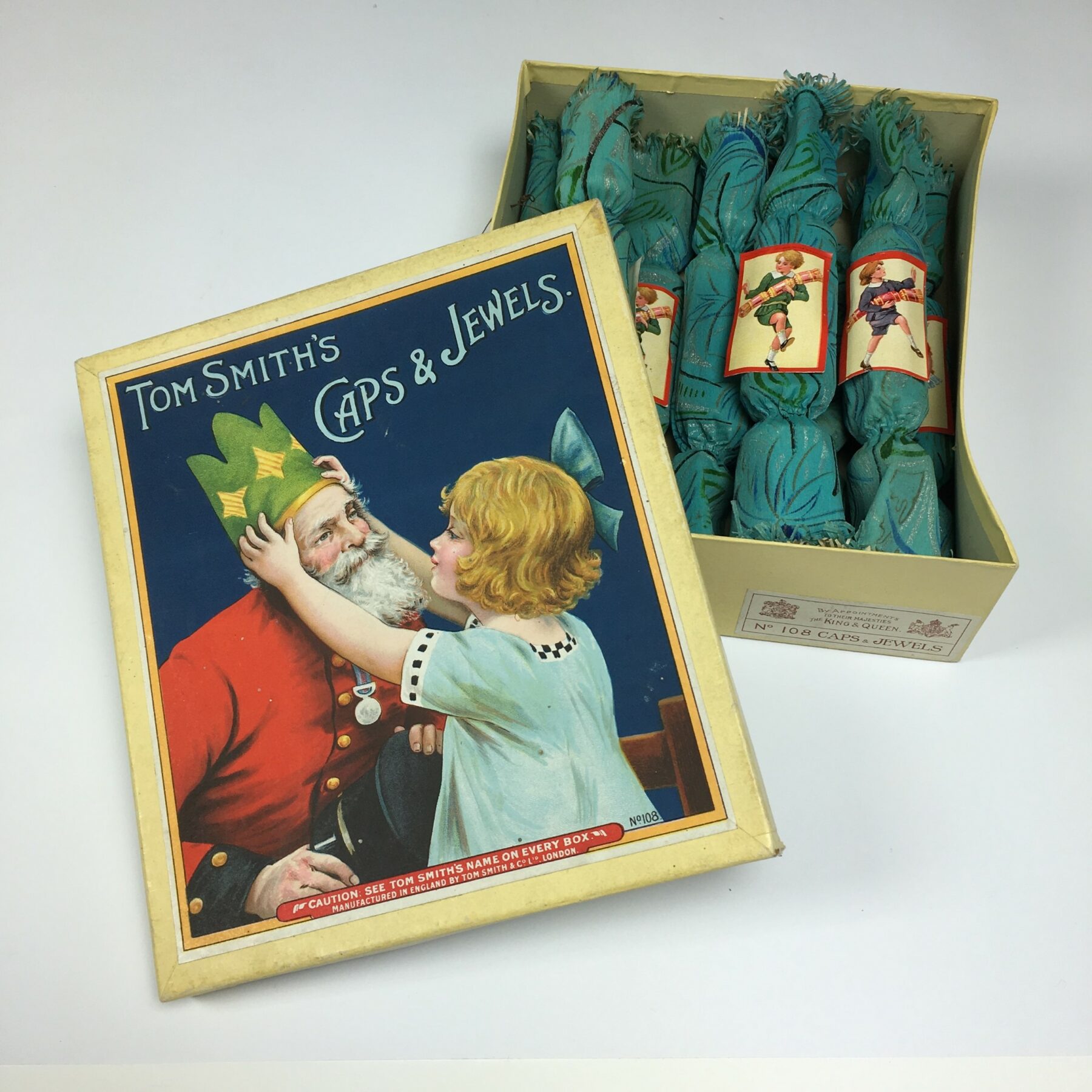 A box of vintage Christmas crackers.